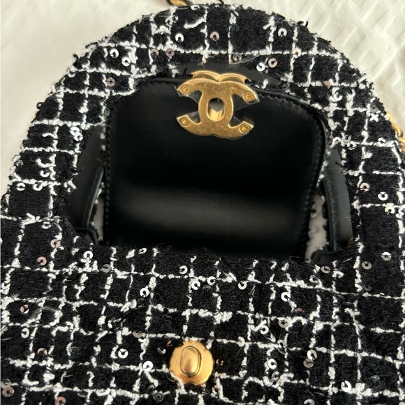 NWT 🖤 CHANEL 24P Black & White Tweed Small Nano Shopper Kelly Bag - Picture 12 of 16